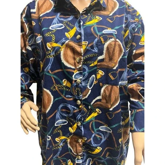 Vintage Tangibles Equestrian Rodeo Plaid Horse Saddle Button Up Shirt XL - Picture 2 of 7